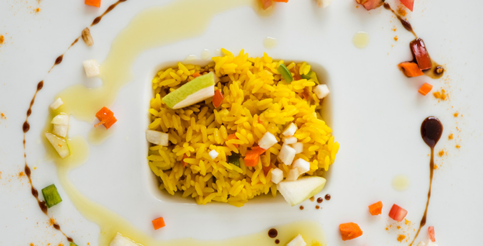 Yellow Rice with Pears and Vegetables